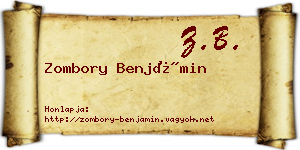 Zombory Benjámin névjegykártya